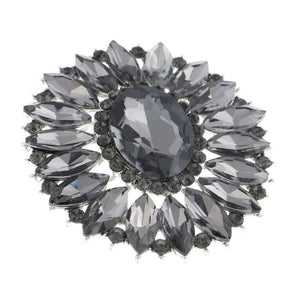 SILVER AND HEMATITE BROOCH ( 06698 )