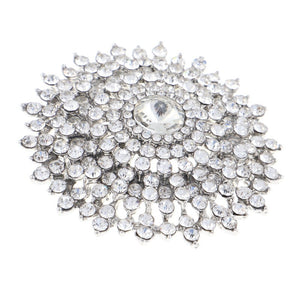 SILVER SUNBURST BROOCH CLEAR STONES ( 06412 SCL )