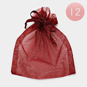 4" x 5” BURGUNDY Red Organza Gift Bag 12 Pieces M (1001 BURG )