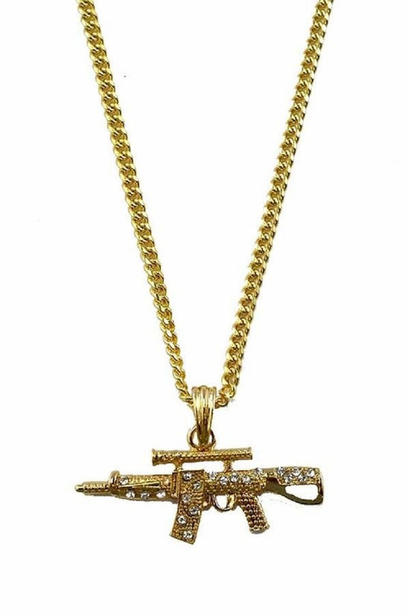 GOLD PLATED NECKLACE RIFLE PENDANT