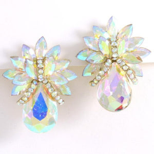 Large GOLD AB Pineapple Design Clip On Earrings ( 1404 ) - Ohmyjewelry.com