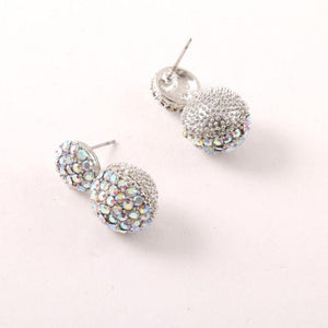 SILVER DANGLING BALL EARRINGS AB STONES ( 9655 SAB ) - Ohmyjewelry.com