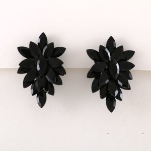 2.25" BLACK Stone Pointy Clip On Earrings with BLACK Accents ( 1617 )