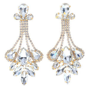 GOLD EARRINGS CLEAR STONES ( 5575 GCL )