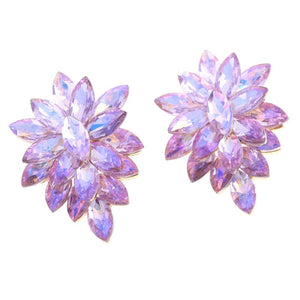 2.25" GOLD PURPLE AB Pointy Clip On Earrings ( 1617 VL )