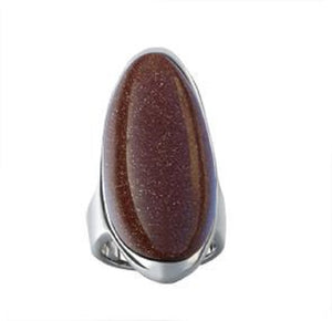 SILVER RING BROWN STONE SIZE 8 ( 602 BR SIZE 8 )