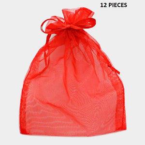 5.5" x 6.5" Red Organza Gift Bag 12 Pieces L - Ohmyjewelry.com