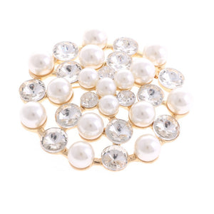 GOLD BROOCH WITH CLEAR STONES CREAM PEARLS ( 1370 GCR )