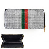 Clear, Green and Red Vertical Rhinestone Wallet ( 6050 BKGMV ) - Ohmyjewelry.com