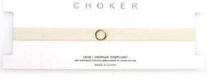 IVORY FAUX LEATHER CHOKER WITH GOLD ACCENTS LEATHER ( 2879 )