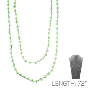72" Long 8mm Glass Knotted Light GREEN Wrap Around Necklace ( 16108 CH )