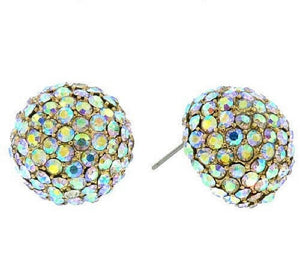 3/4" GOLD AB Rhinestone Dome Shape Stud Earrings ( 2109 GAB ) - Ohmyjewelry.com