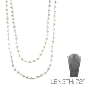 72" Long 8mm Glass Knotted WHITE Wrap Around Necklace ( 16108 WO )