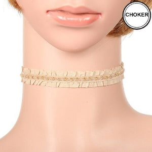 15mm BEIGE FABRIC CHOKER ( 3066 GDBEG )