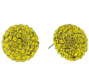 3/4" GOLD YELLOW Rhinestone Dome Shape Stud Earrings ( 2109 CT ) - Ohmyjewelry.com