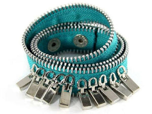 TURQUOISE COLOR WRAP AROUND ZIPPER SNAP BRACELET ( 6672 RHTQ )