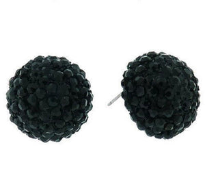 3/4" BLACK Rhinestone Dome Shape Stud Earrings ( 2109 JET ) - Ohmyjewelry.com