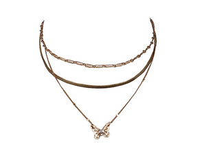GOLD NECKLACE SET BUTTERFLY ( 1031 ) - Ohmyjewelry.com