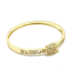 GOLD CAT BANGLE CLEAR STONES ( 6034 G )