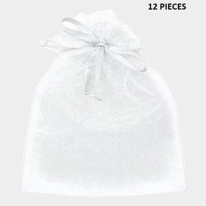6.75" x 9.5" Extra Large White Organza Gift Bag 12 Pieces WT - Ohmyjewelry.com