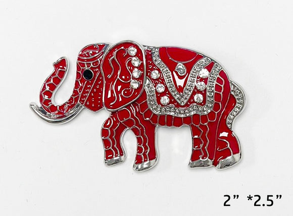 SILVER RED ELEPHANT BROOCH ( 3931 SRD )