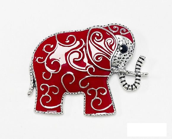 SILVER RED ELEPHANT BROOCH ( 4061 RD )